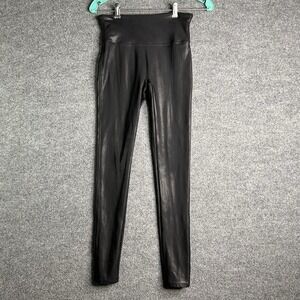 Spanx High Rise Leggings Faux Leather Metallic Black‎ Size Small